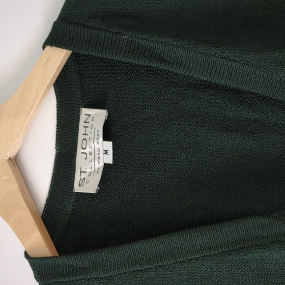 St John Collection Vintage green forest long blazer gold buttons Santana Knit M - Picture 3 of 7